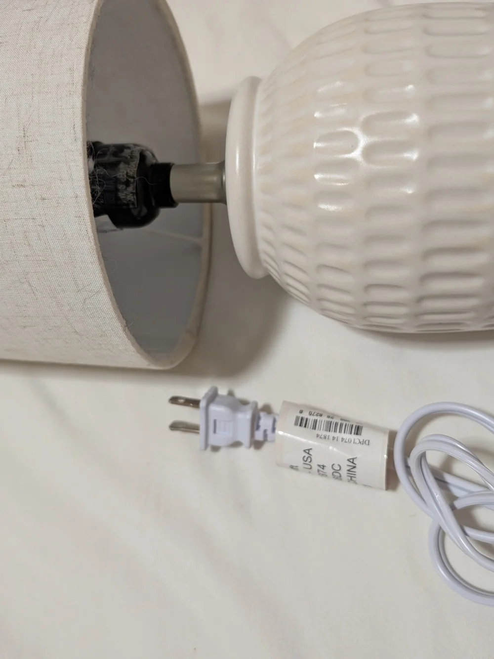 Threshold Cream Glazed Ceramic Table Lamp Pair with Fabric Shades